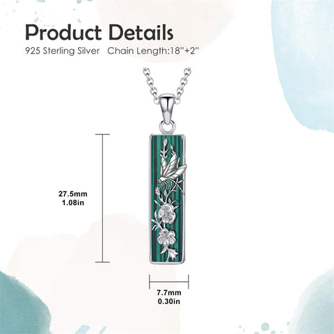 Sterling Silver Hummingbird Urn Necklace for Ashes