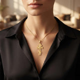 14K Gold Plated Religious Amulet  Cross Pendant Necklace