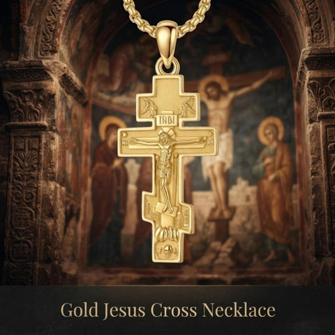 14K Gold Plated Religious Amulet  Cross Pendant Necklace