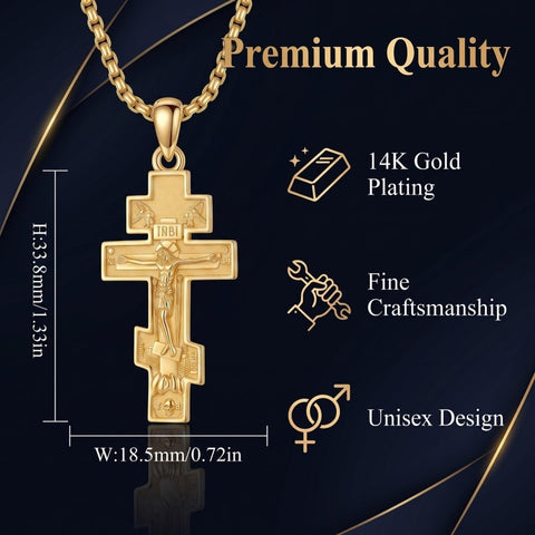 14K Gold Plated Religious Amulet  Cross Pendant Necklace