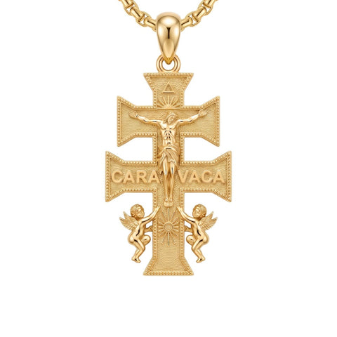 14K Gold Plated Religious Amulet  Cross Pendant Necklace