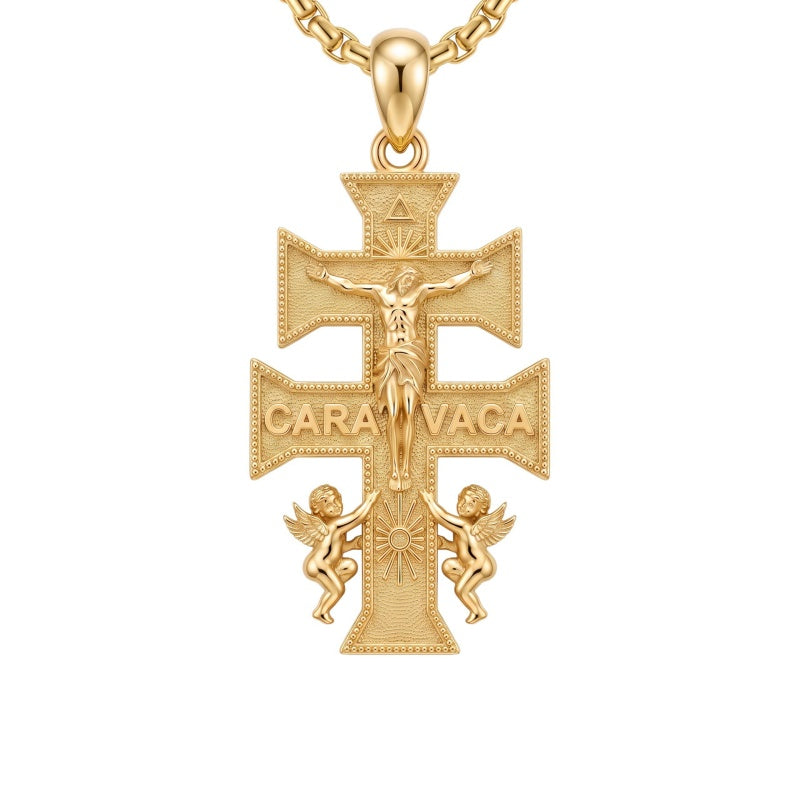 14K Gold Plated Religious Amulet  Cross Pendant Necklace
