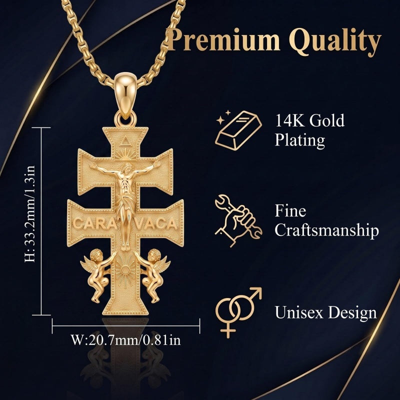 14K Gold Plated Religious Amulet  Cross Pendant Necklace