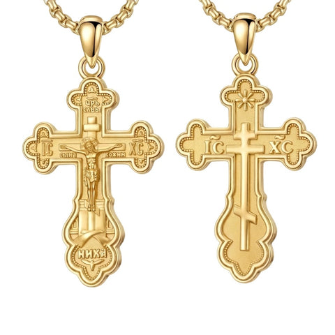 14K Gold Plated Religious Amulet  Cross Pendant Necklace