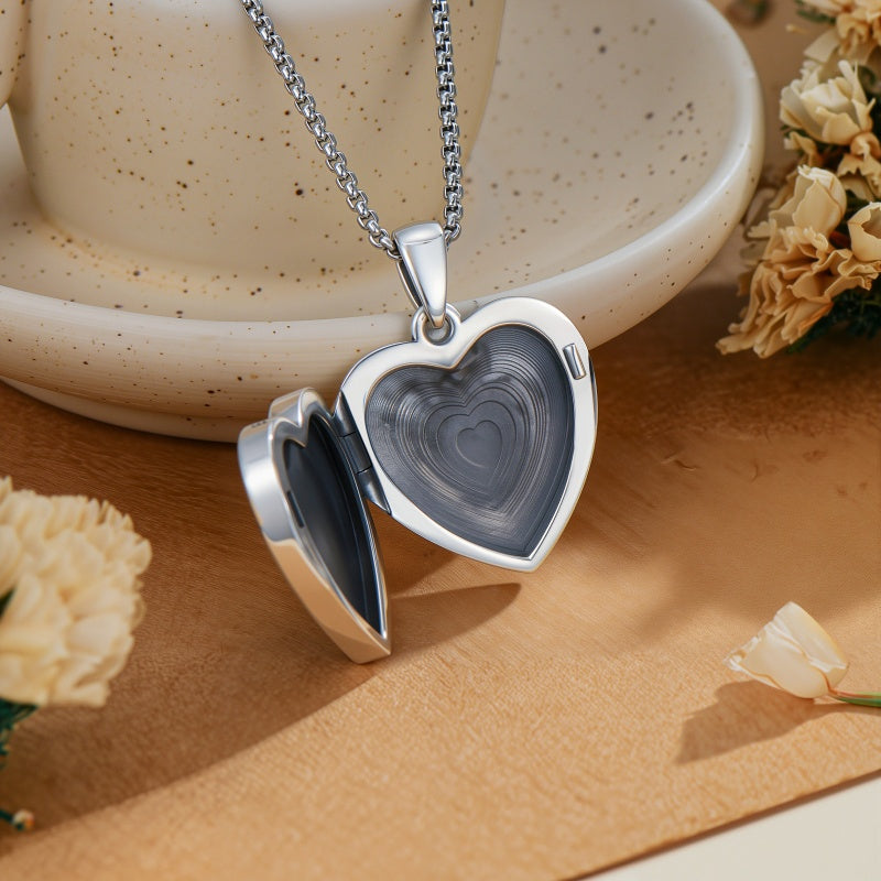 Sterling Silver Butterfly Heart Birth Flower Photo Locket Pendant Necklace for Women Birthday Christmas  Gifts