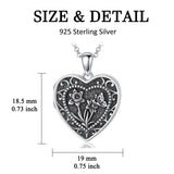 Sterling Silver Butterfly Heart Birth Flower Photo Locket Pendant Necklace for Women Birthday Christmas  Gifts
