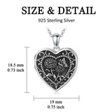 Sterling Silver Butterfly Heart Birth Flower Photo Locket Pendant Necklace for Women Birthday Christmas  Gifts