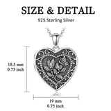 Sterling Silver Butterfly Heart Birth Flower Photo Locket Pendant Necklace for Women Birthday Christmas  Gifts