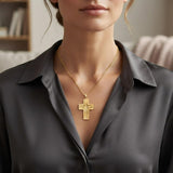 14K Gold Plated Religious Amulet  Cross Pendant Necklace