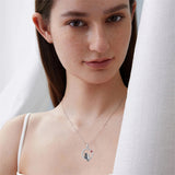 Sterling Silver Cubic Zirconia Two Cats Pendant Necklace