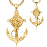 14K Gold Plated Religious Amulet  Cross Pendant Necklace