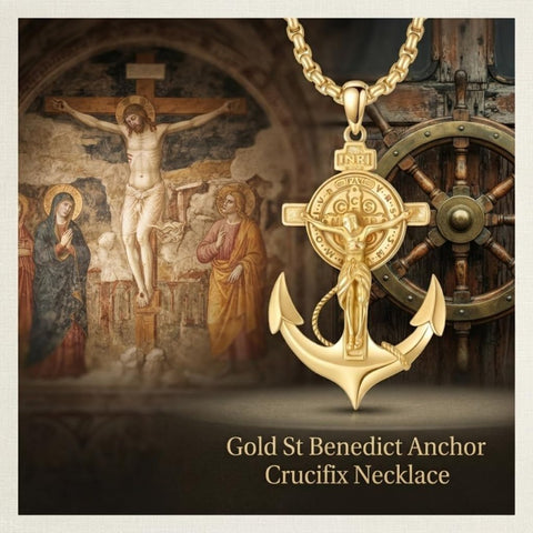 14K Gold Plated Religious Amulet  Cross Pendant Necklace
