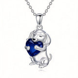 Sterling Silver 12 Month Birthstone Dachshund Pendant Necklace for Women