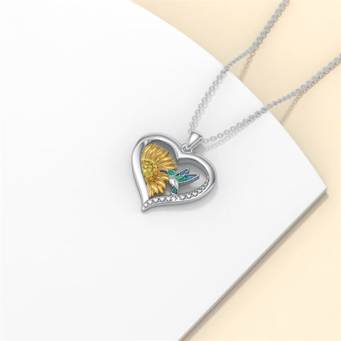 Sterling Silver Heart Dragonfly Hummingbird Pendant Necklace Jewelry Gifts for Christmas Anniversary