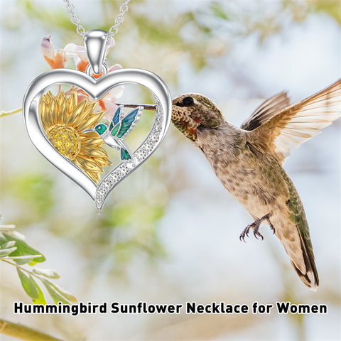 Sterling Silver Heart Dragonfly Hummingbird Pendant Necklace Jewelry Gifts for Christmas Anniversary