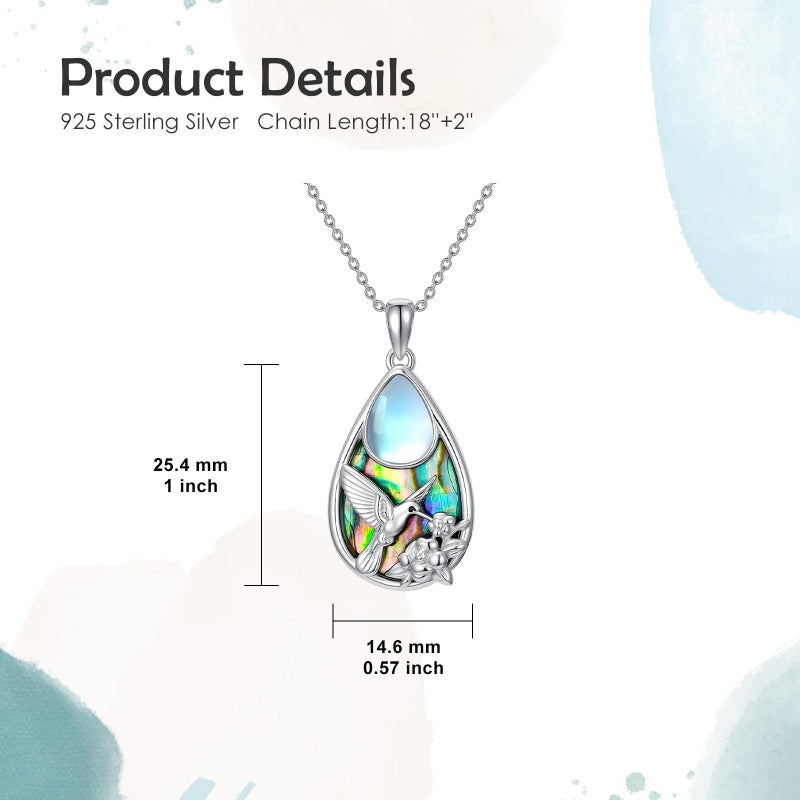 Sterling Silver Moonstone Cardinal Dragonfly Hummingbird Butterfly Bee Pendant Necklace for Women