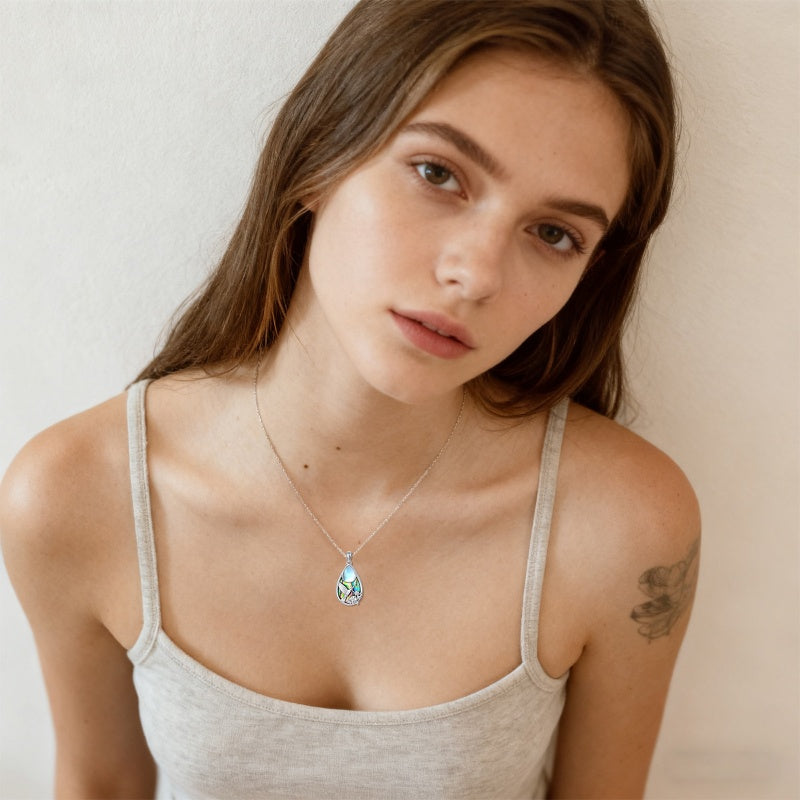 Sterling Silver Moonstone Cardinal Dragonfly Hummingbird Butterfly Bee Pendant Necklace for Women
