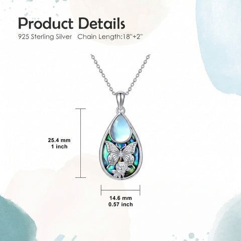 Sterling Silver Moonstone Cardinal Dragonfly Hummingbird Butterfly Bee Pendant Necklace for Women