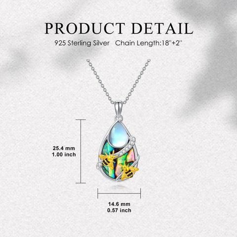 Sterling Silver Moonstone Cardinal Dragonfly Hummingbird Butterfly Bee Pendant Necklace for Women