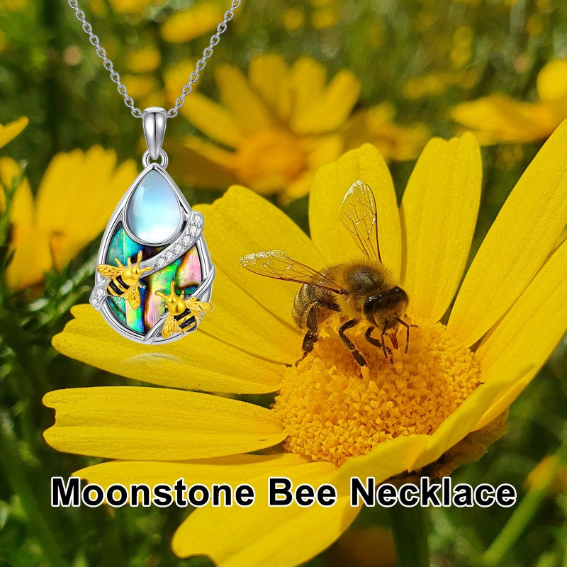 Sterling Silver Moonstone Cardinal Dragonfly Hummingbird Butterfly Bee Pendant Necklace for Women
