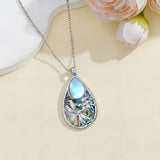 Sterling Silver Moonstone Cardinal Dragonfly Hummingbird Butterfly Bee Pendant Necklace for Women