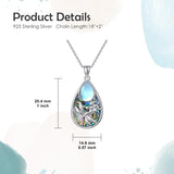 Sterling Silver Moonstone Cardinal Dragonfly Hummingbird Butterfly Bee Pendant Necklace for Women