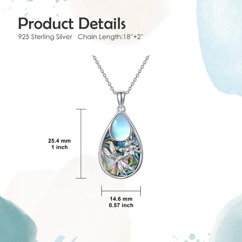 Sterling Silver Moonstone Cardinal Dragonfly Hummingbird Butterfly Bee Pendant Necklace for Women