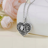 Sterling Silver Heart Cubic Zirconia Photo Locket Necklace