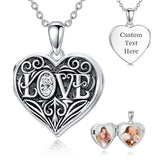 Sterling Silver Heart Cubic Zirconia Photo Locket Necklace