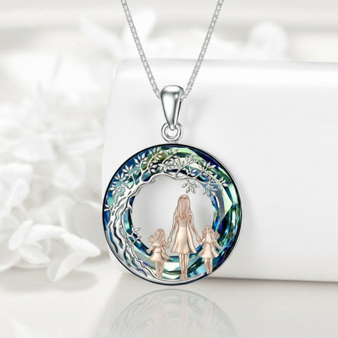 Sterling Silver  Crystal Tree of Life Mother Daughter Father Daughter Sisters Friends Pendant Necklace for Women
