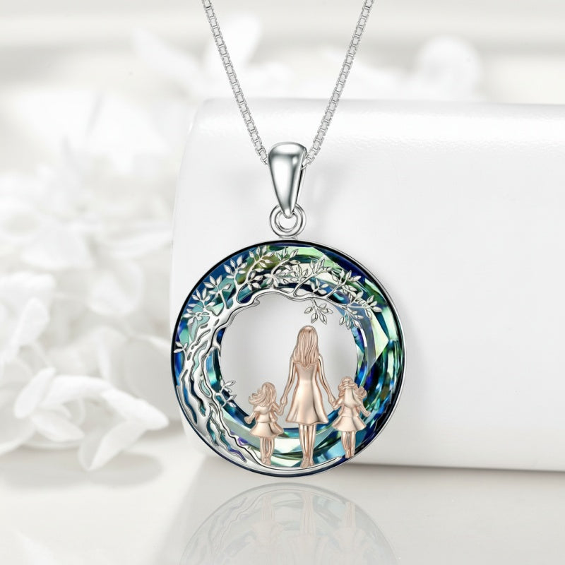 Sterling Silver  Crystal Tree of Life Mother Daughter Father Daughter Sisters Friends Pendant Necklace for Women
