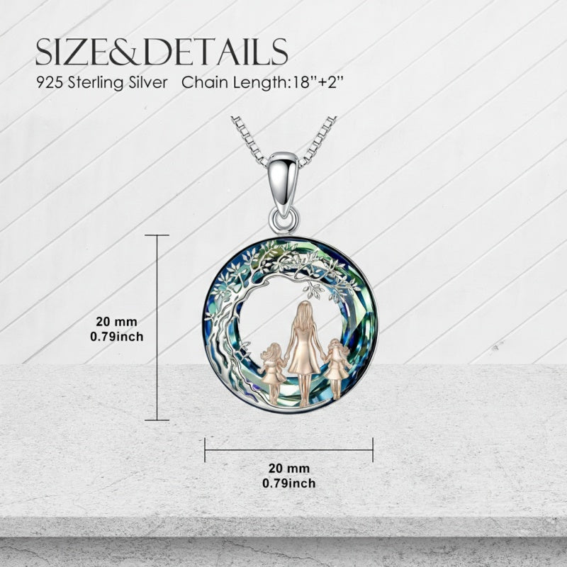 Sterling Silver  Crystal Tree of Life Mother Daughter Father Daughter Sisters Friends Pendant Necklace for Women
