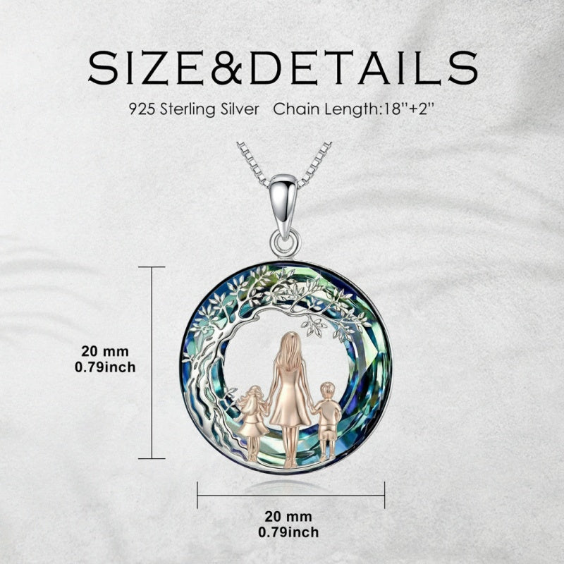 Sterling Silver  Crystal Tree of Life Mother Daughter Father Daughter Sisters Friends Pendant Necklace for Women