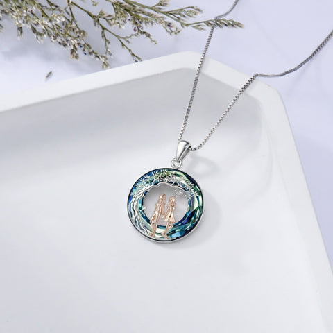 Sterling Silver  Crystal Tree of Life Mother Daughter Father Daughter Sisters Friends Pendant Necklace for Women