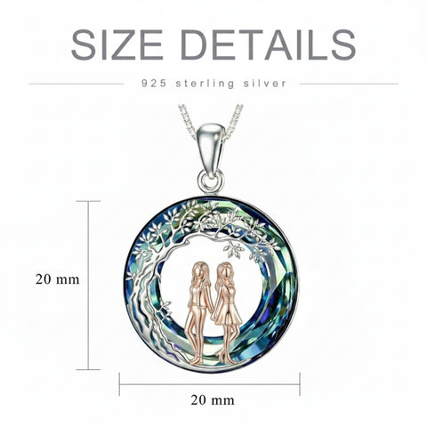 Sterling Silver  Crystal Tree of Life Mother Daughter Father Daughter Sisters Friends Pendant Necklace for Women