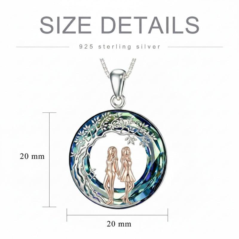 Sterling Silver  Crystal Tree of Life Mother Daughter Father Daughter Sisters Friends Pendant Necklace for Women