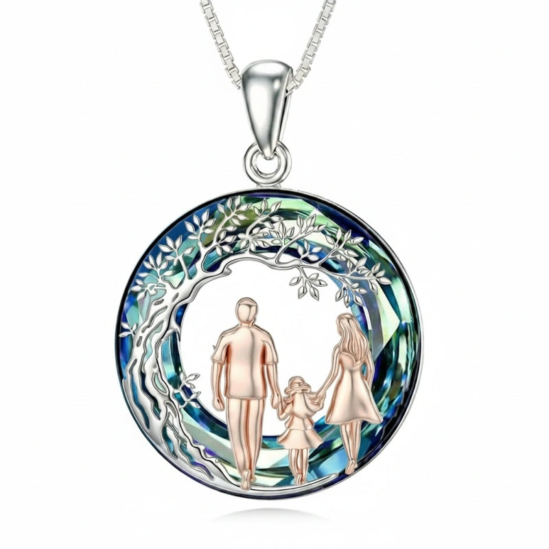 Sterling Silver  Crystal Tree of Life Mother Daughter Father Daughter Sisters Friends Pendant Necklace for Women