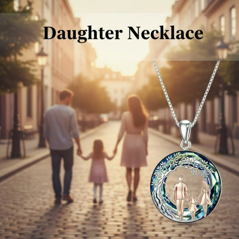Sterling Silver  Crystal Tree of Life Mother Daughter Father Daughter Sisters Friends Pendant Necklace for Women