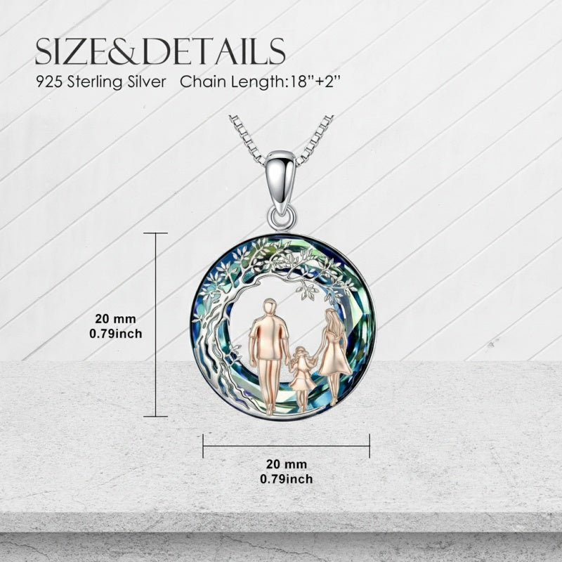 Sterling Silver  Crystal Tree of Life Mother Daughter Father Daughter Sisters Friends Pendant Necklace for Women