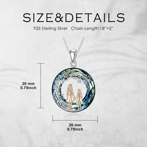 Sterling Silver  Crystal Tree of Life Mother Daughter Father Daughter Sisters Friends Pendant Necklace for Women