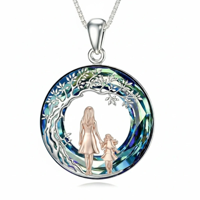 Sterling Silver  Crystal Tree of Life Mother Daughter Father Daughter Sisters Friends Pendant Necklace for Women