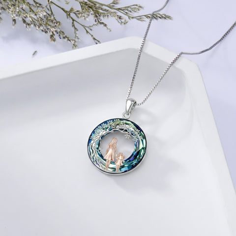 Sterling Silver  Crystal Tree of Life Mother Daughter Father Daughter Sisters Friends Pendant Necklace for Women