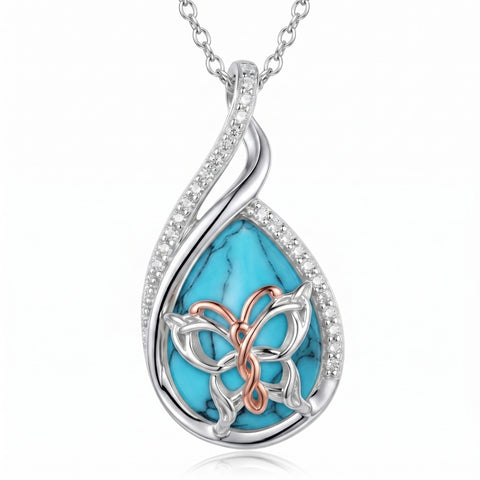 Sterling Silver Lapis Lazuli Black Onyx Moonstone Moss Agate Turquoise Butterfly Dragonfly Hummingbird  Pendant Necklace