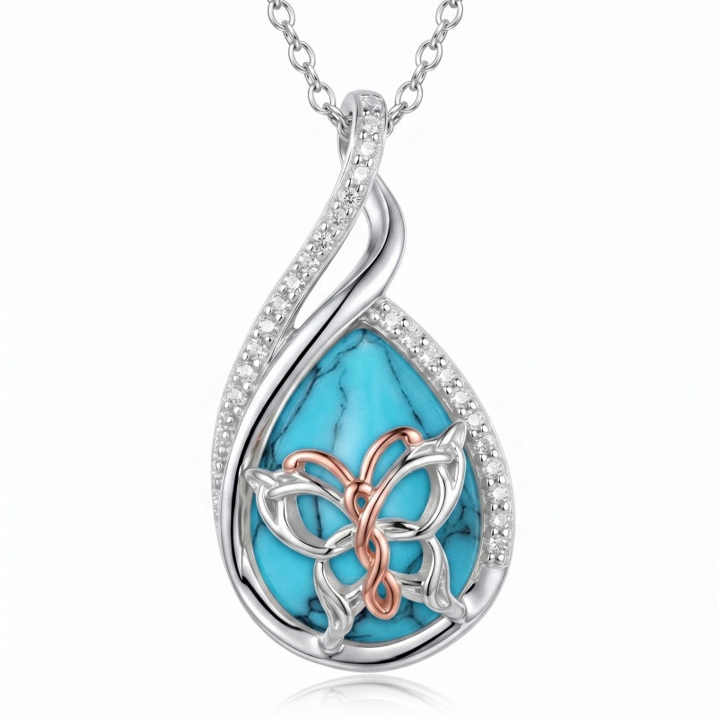 Sterling Silver Lapis Lazuli Black Onyx Moonstone Moss Agate Turquoise Butterfly Dragonfly Hummingbird  Pendant Necklace