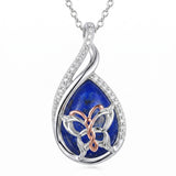 Sterling Silver Lapis Lazuli Black Onyx Moonstone Moss Agate Turquoise Butterfly Dragonfly Hummingbird  Pendant Necklace