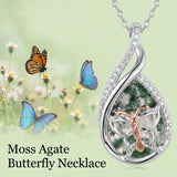 Sterling Silver Lapis Lazuli Black Onyx Moonstone Moss Agate Turquoise Butterfly Dragonfly Hummingbird  Pendant Necklace