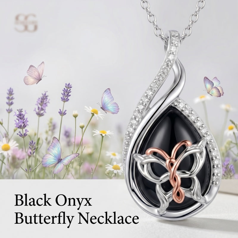 Sterling Silver Lapis Lazuli Black Onyx Moonstone Moss Agate Turquoise Butterfly Dragonfly Hummingbird  Pendant Necklace