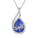 Sterling Silver Lapis Lazuli Black Onyx Moonstone Moss Agate Turquoise Butterfly Dragonfly Hummingbird  Pendant Necklace