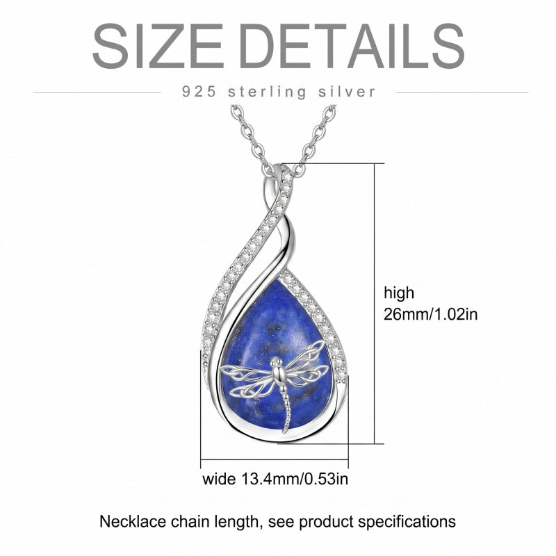 Sterling Silver Lapis Lazuli Black Onyx Moonstone Moss Agate Turquoise Butterfly Dragonfly Hummingbird  Pendant Necklace