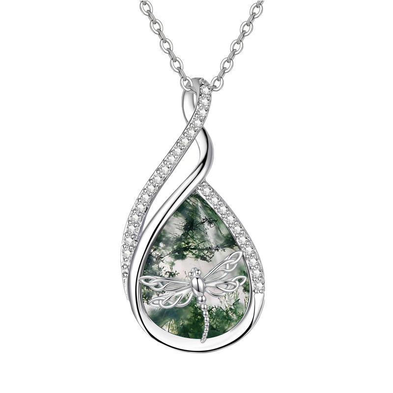 Sterling Silver Lapis Lazuli Black Onyx Moonstone Moss Agate Turquoise Butterfly Dragonfly Hummingbird  Pendant Necklace